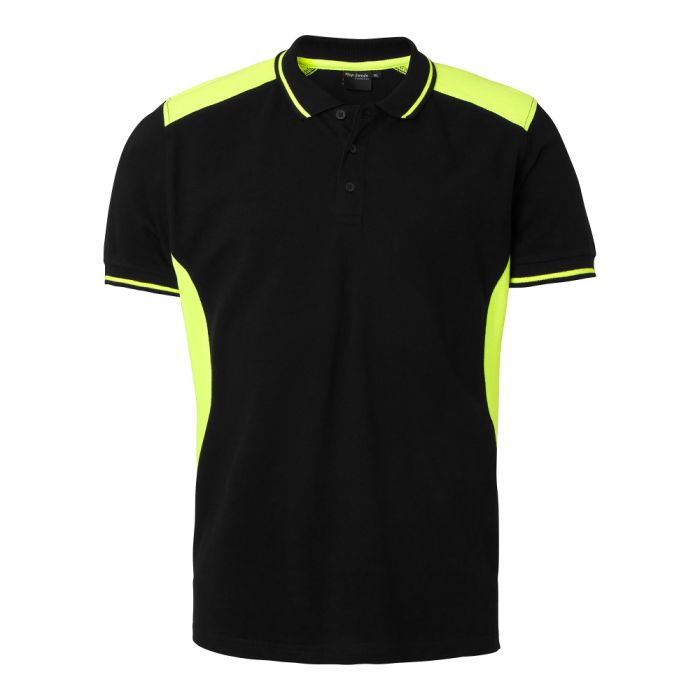 Top Swede Herre 213 Polo, Sort/Fluoresant Yellow, 1 Stk ,SBG-213014051