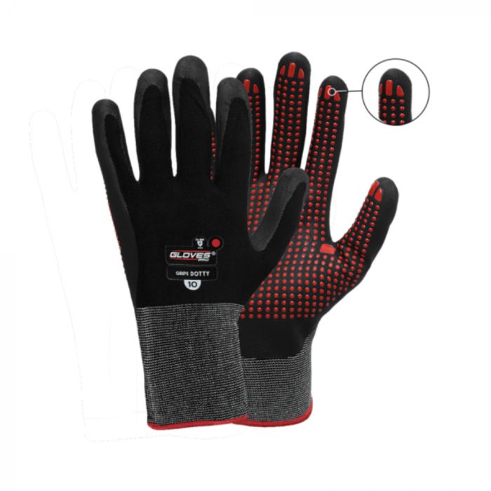 Gloves Pro Dotty Grips arbeidshansker, svarte, 12 par, SGP-5602